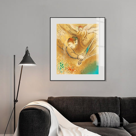 INVIN ART Framed Canvas Giclee Print Art Angel by Marc Chagall Wall Art Living Room Home Office Decorations