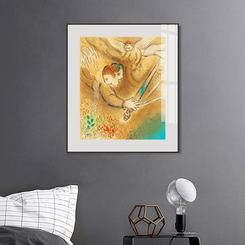 INVIN ART Framed Canvas Giclee Print Art Angel by Marc Chagall Wall Art Living Room Home Office Decorations