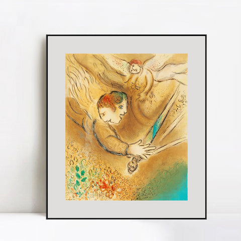 INVIN ART Framed Canvas Giclee Print Art Angel by Marc Chagall Wall Art Living Room Home Office Decorations