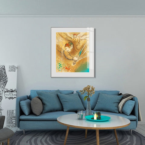 INVIN ART Framed Canvas Giclee Print Art Angel by Marc Chagall Wall Art Living Room Home Office Decorations