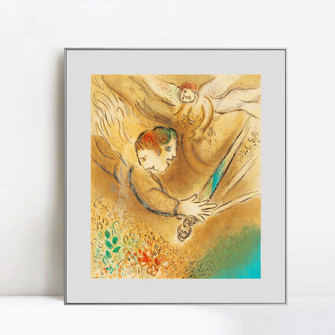 INVIN ART Framed Canvas Giclee Print Art Angel by Marc Chagall Wall Art Living Room Home Office Decorations