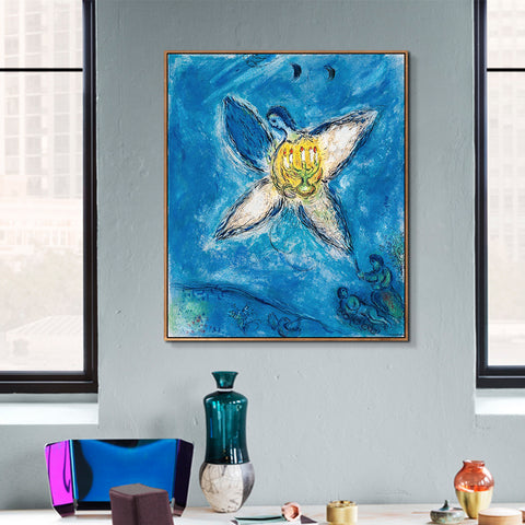 INVIN ART Framed Canvas Giclee Print Art Angel and flower by Marc Chagall Wall Art Living Room Home Office Decorations