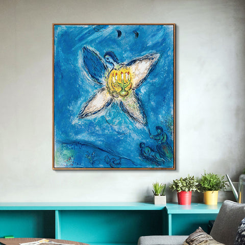 INVIN ART Framed Canvas Giclee Print Art Angel and flower by Marc Chagall Wall Art Living Room Home Office Decorations