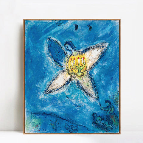 INVIN ART Framed Canvas Giclee Print Art Angel and flower by Marc Chagall Wall Art Living Room Home Office Decorations