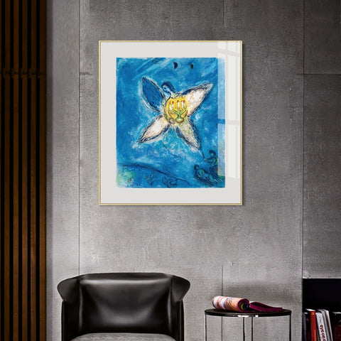 INVIN ART Framed Canvas Giclee Print Art Angel and flower by Marc Chagall Wall Art Living Room Home Office Decorations