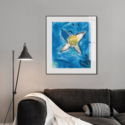 INVIN ART Framed Canvas Giclee Print Art Angel and flower by Marc Chagall Wall Art Living Room Home Office Decorations