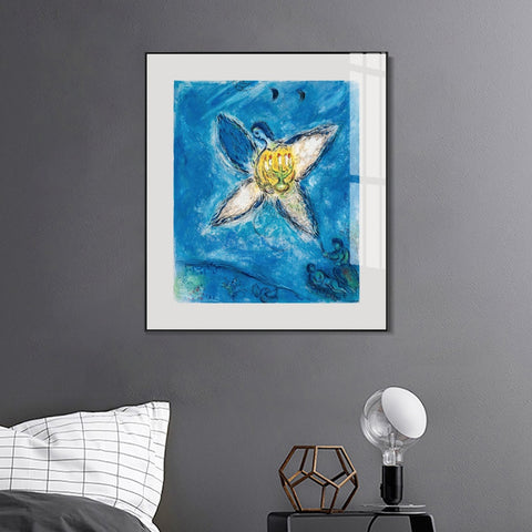 INVIN ART Framed Canvas Giclee Print Art Angel and flower by Marc Chagall Wall Art Living Room Home Office Decorations