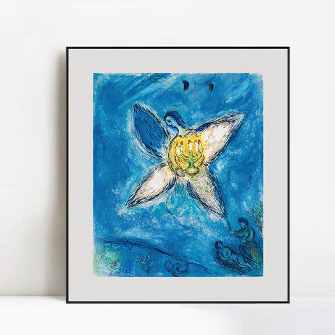 INVIN ART Framed Canvas Giclee Print Art Angel and flower by Marc Chagall Wall Art Living Room Home Office Decorations