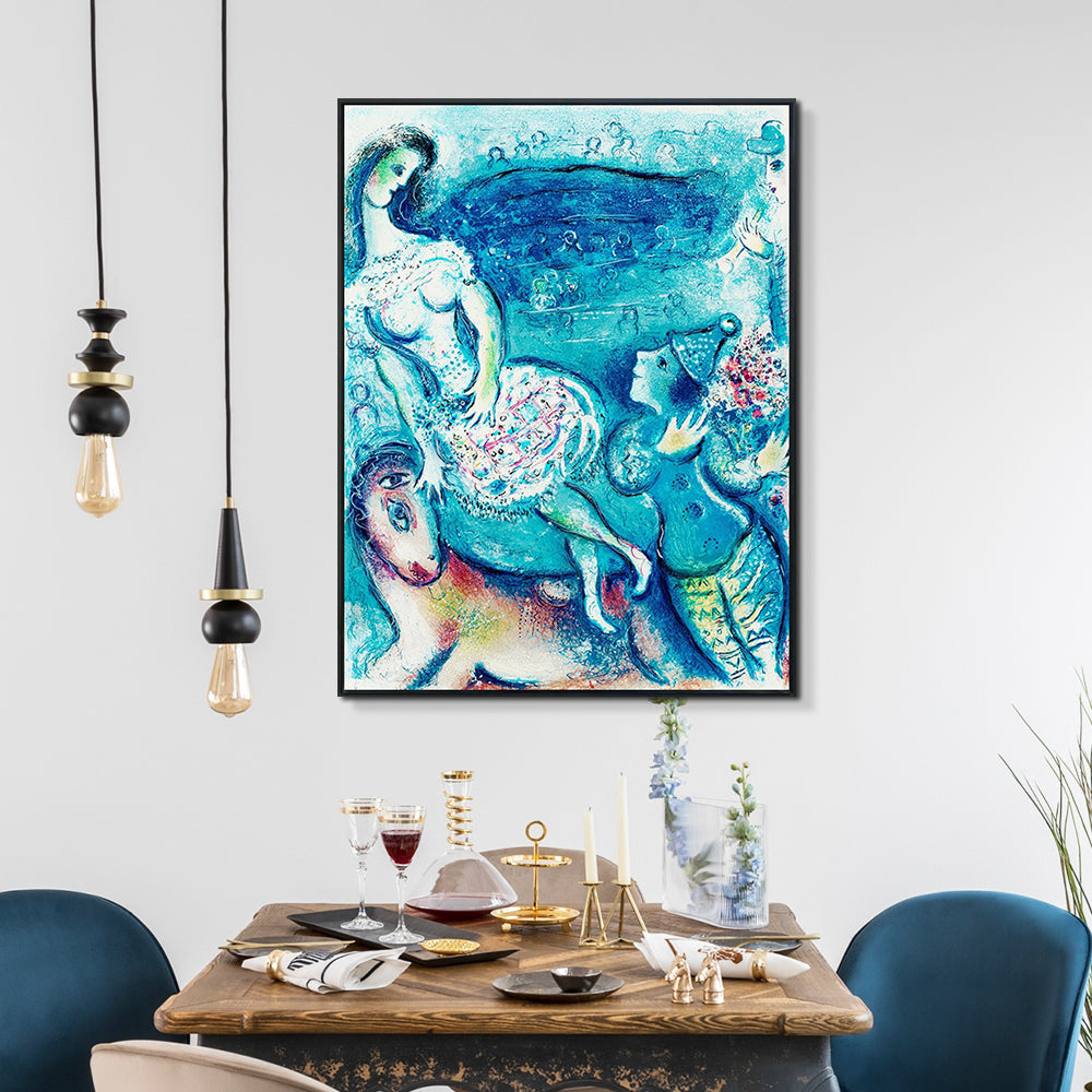 INVIN ART Framed Canvas Giclee Print Art Dancing by Marc Chagall Wall Art Living Room Home Office Decorations