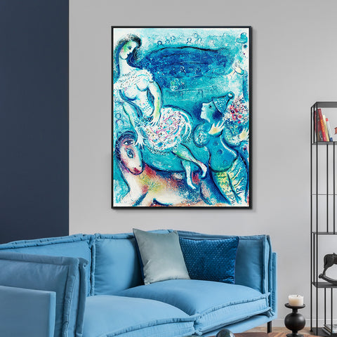 INVIN ART Framed Canvas Giclee Print Art Dancing by Marc Chagall Wall Art Living Room Home Office Decorations