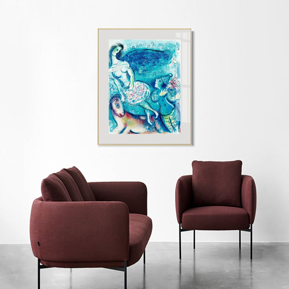 INVIN ART Framed Canvas Giclee Print Art Dancing by Marc Chagall Wall Art Living Room Home Office Decorations