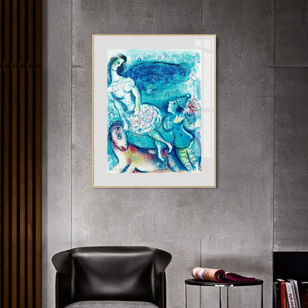 INVIN ART Framed Canvas Giclee Print Art Dancing by Marc Chagall Wall Art Living Room Home Office Decorations