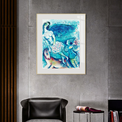 INVIN ART Framed Canvas Giclee Print Art Dancing by Marc Chagall Wall Art Living Room Home Office Decorations