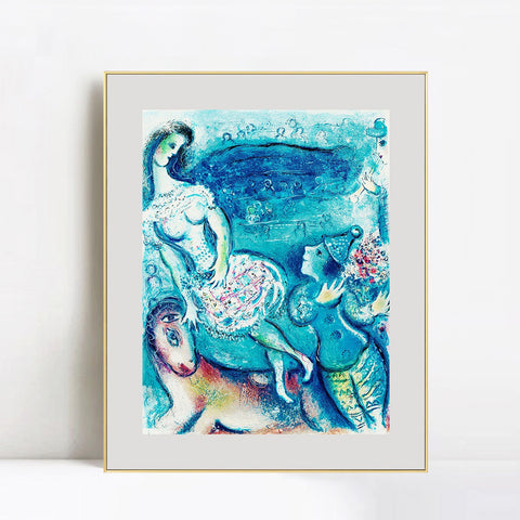 INVIN ART Framed Canvas Giclee Print Art Dancing by Marc Chagall Wall Art Living Room Home Office Decorations