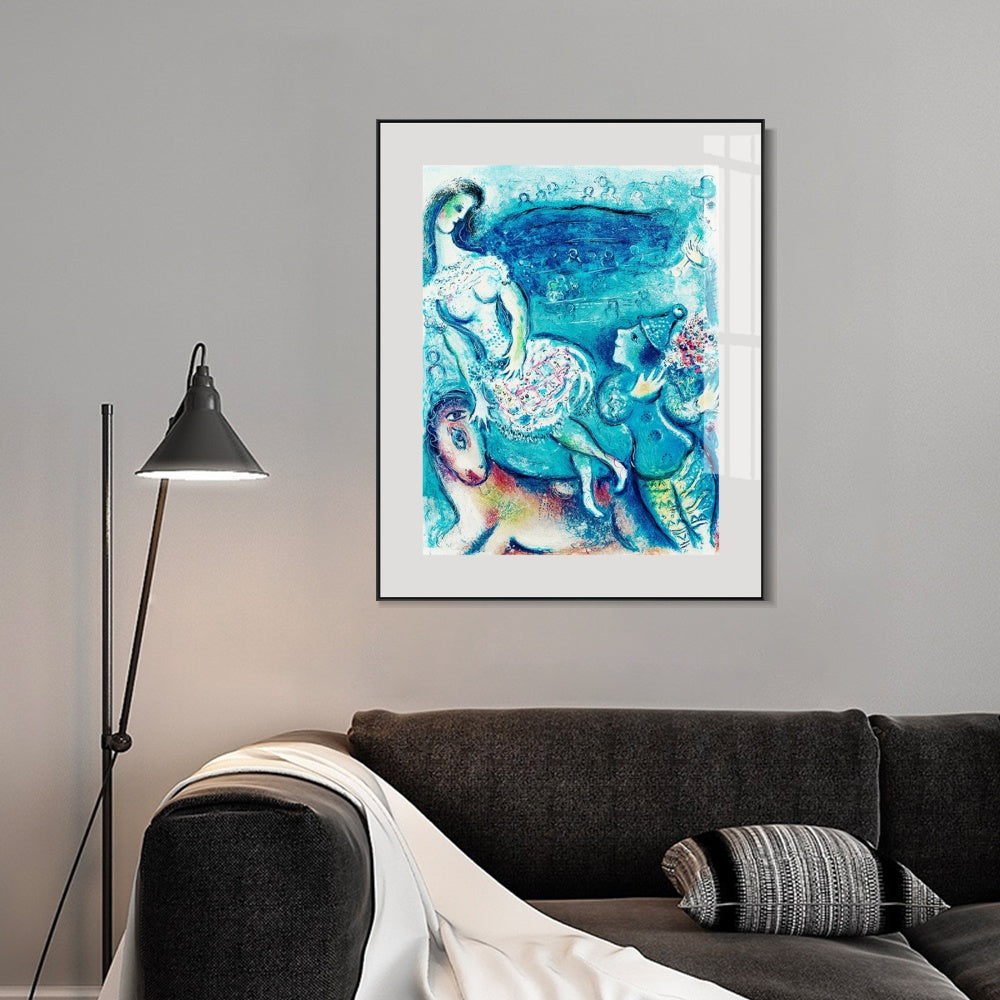 INVIN ART Framed Canvas Giclee Print Art Dancing by Marc Chagall Wall Art Living Room Home Office Decorations