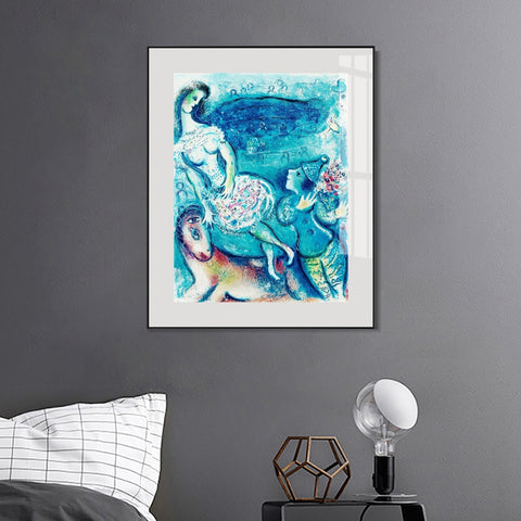 INVIN ART Framed Canvas Giclee Print Art Dancing by Marc Chagall Wall Art Living Room Home Office Decorations