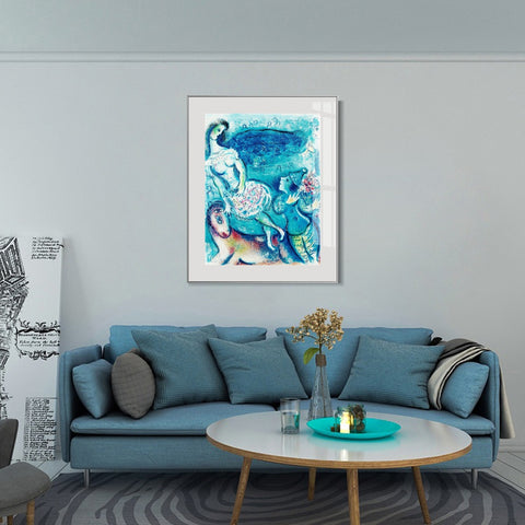 INVIN ART Framed Canvas Giclee Print Art Dancing by Marc Chagall Wall Art Living Room Home Office Decorations