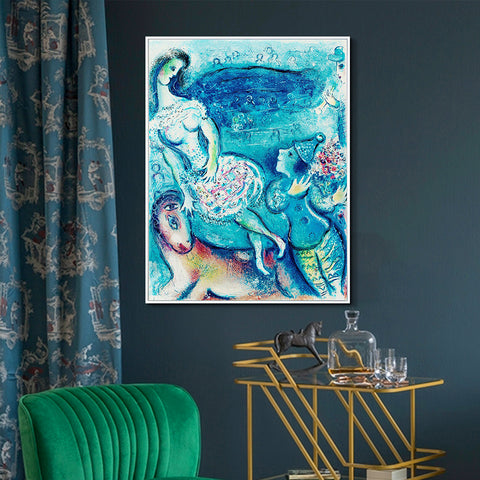 INVIN ART Framed Canvas Giclee Print Art Dancing by Marc Chagall Wall Art Living Room Home Office Decorations