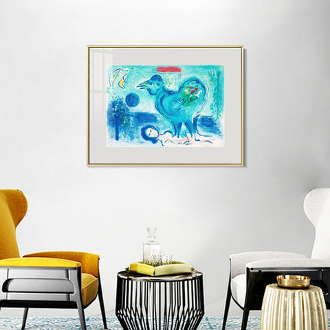 INVIN ART Framed Canvas Giclee Print Art Dlm -pausage au coq by Marc Chagall Wall Art Living Room Home Office Decorations