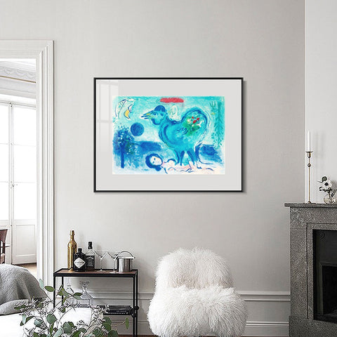 INVIN ART Framed Canvas Giclee Print Art Dlm -pausage au coq by Marc Chagall Wall Art Living Room Home Office Decorations