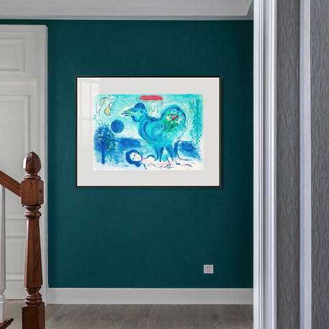 INVIN ART Framed Canvas Giclee Print Art Dlm -pausage au coq by Marc Chagall Wall Art Living Room Home Office Decorations