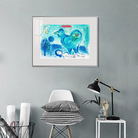 INVIN ART Framed Canvas Giclee Print Art Dlm -pausage au coq by Marc Chagall Wall Art Living Room Home Office Decorations