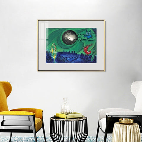 INVIN ART Framed Canvas Giclee Print Art Dream #18 by Marc Chagall Wall Art Living Room Home Office Decorations