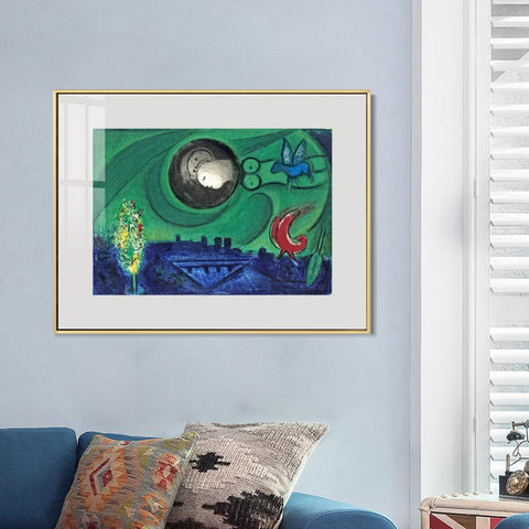 INVIN ART Framed Canvas Giclee Print Art Dream #18 by Marc Chagall Wall Art Living Room Home Office Decorations