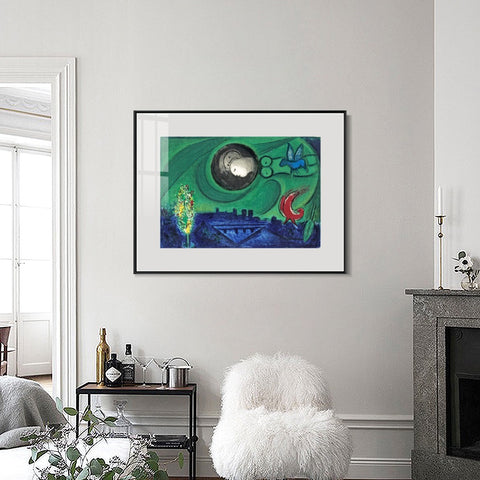 INVIN ART Framed Canvas Giclee Print Art Dream #18 by Marc Chagall Wall Art Living Room Home Office Decorations