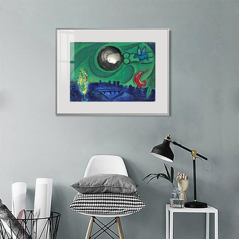 INVIN ART Framed Canvas Giclee Print Art Dream #18 by Marc Chagall Wall Art Living Room Home Office Decorations