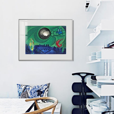 INVIN ART Framed Canvas Giclee Print Art Dream #18 by Marc Chagall Wall Art Living Room Home Office Decorations