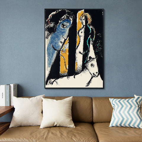 INVIN ART Framed Canvas Giclee Print Art Face by Marc Chagall Wall Art Living Room Home Office Decorations