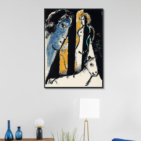 INVIN ART Framed Canvas Giclee Print Art Face by Marc Chagall Wall Art Living Room Home Office Decorations