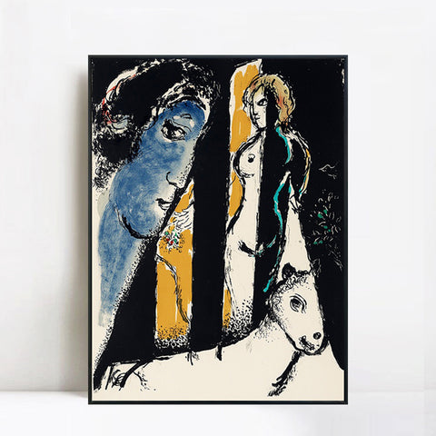 INVIN ART Framed Canvas Giclee Print Art Face by Marc Chagall Wall Art Living Room Home Office Decorations