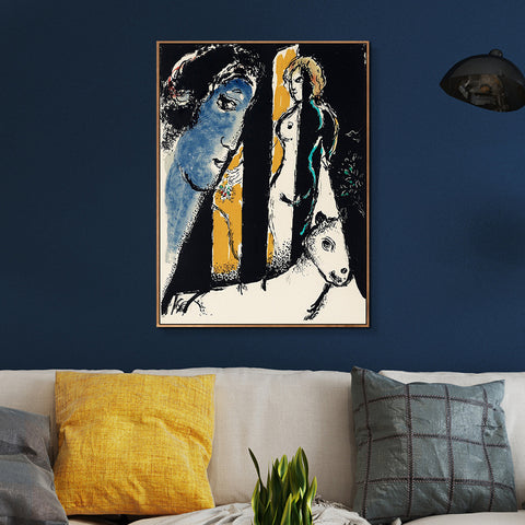 INVIN ART Framed Canvas Giclee Print Art Face by Marc Chagall Wall Art Living Room Home Office Decorations