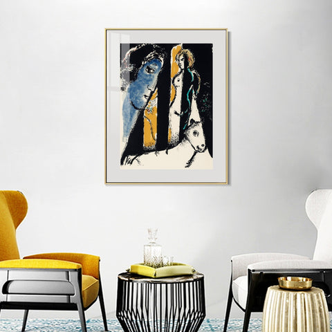 INVIN ART Mental Framed Canvas Giclee Print Art Face by Marc Chagall Wall Art Living Room Home Office Decorations