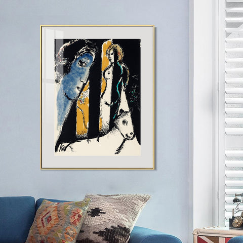 INVIN ART Mental Framed Canvas Giclee Print Art Face by Marc Chagall Wall Art Living Room Home Office Decorations