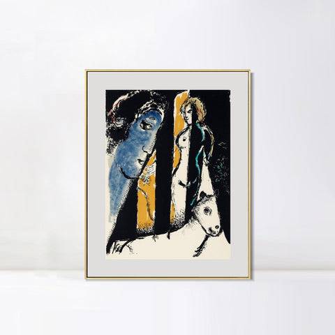 INVIN ART Mental Framed Canvas Giclee Print Art Face by Marc Chagall Wall Art Living Room Home Office Decorations