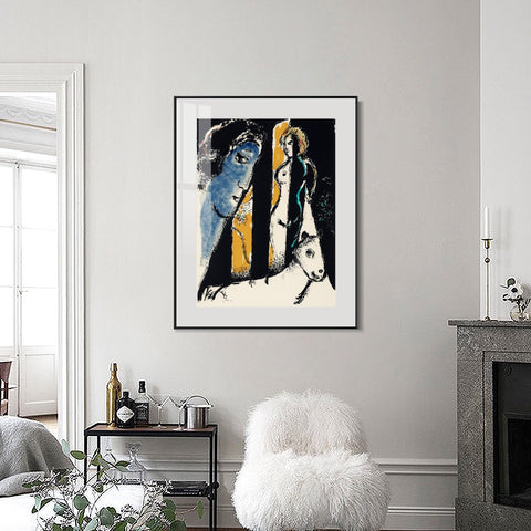 INVIN ART Mental Framed Canvas Giclee Print Art Face by Marc Chagall Wall Art Living Room Home Office Decorations