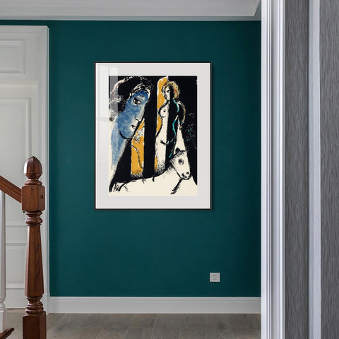 INVIN ART Mental Framed Canvas Giclee Print Art Face by Marc Chagall Wall Art Living Room Home Office Decorations