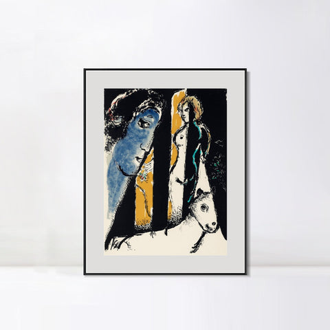 INVIN ART Mental Framed Canvas Giclee Print Art Face by Marc Chagall Wall Art Living Room Home Office Decorations