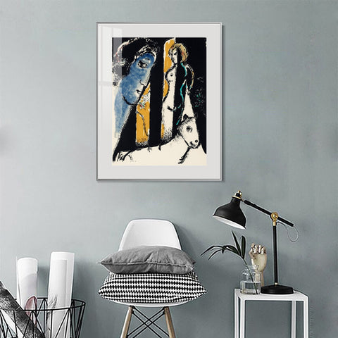 INVIN ART Mental Framed Canvas Giclee Print Art Face by Marc Chagall Wall Art Living Room Home Office Decorations