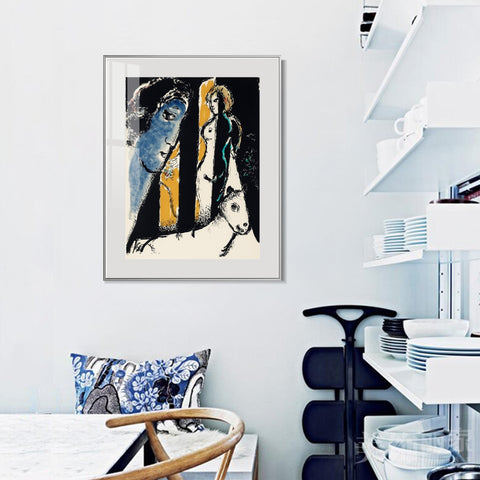 INVIN ART Mental Framed Canvas Giclee Print Art Face by Marc Chagall Wall Art Living Room Home Office Decorations