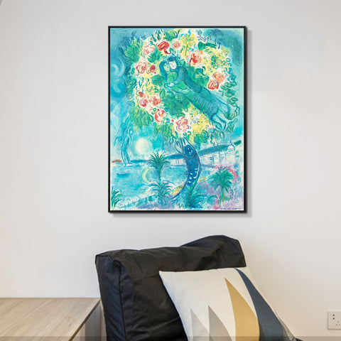 INVIN ART Framed Canvas Giclee Print Art Flower 2 by Marc Chagall Wall Art Living Room Home Office Decorations