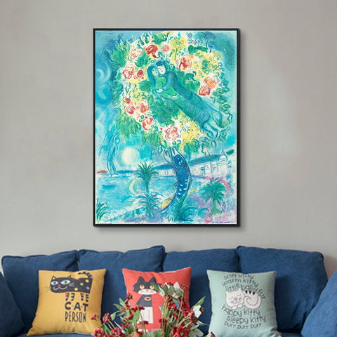 INVIN ART Framed Canvas Giclee Print Art Flower 2 by Marc Chagall Wall Art Living Room Home Office Decorations