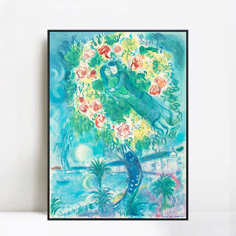 INVIN ART Framed Canvas Giclee Print Art Flower 2 by Marc Chagall Wall Art Living Room Home Office Decorations