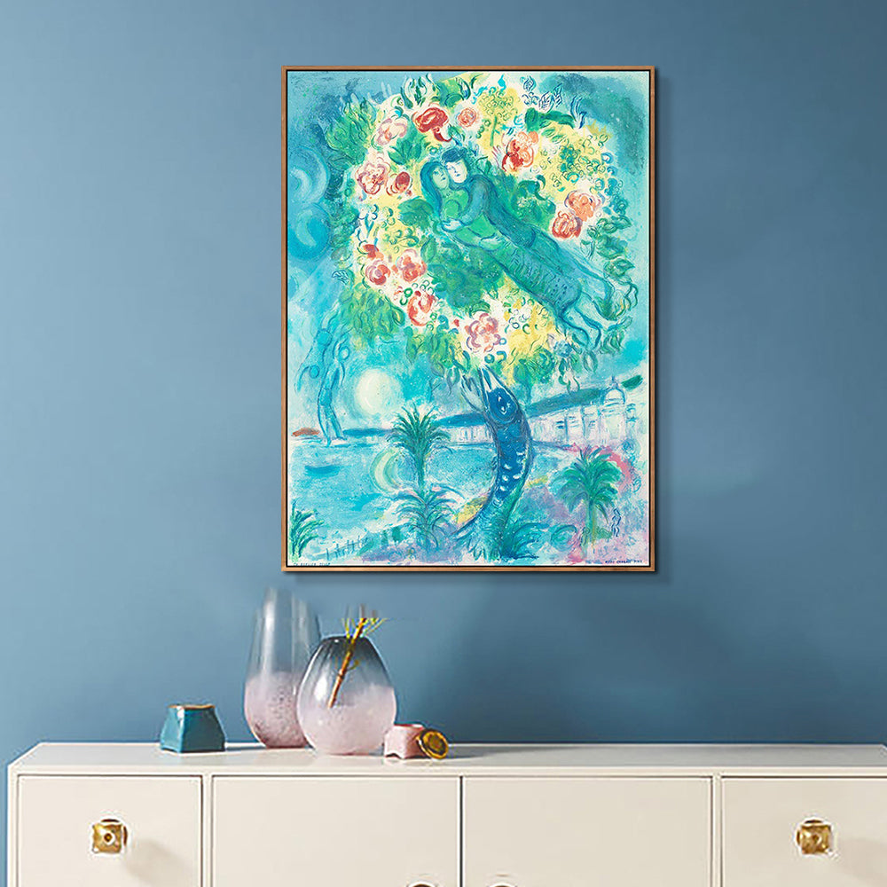 INVIN ART Framed Canvas Giclee Print Art Flower 2 by Marc Chagall Wall Art Living Room Home Office Decorations