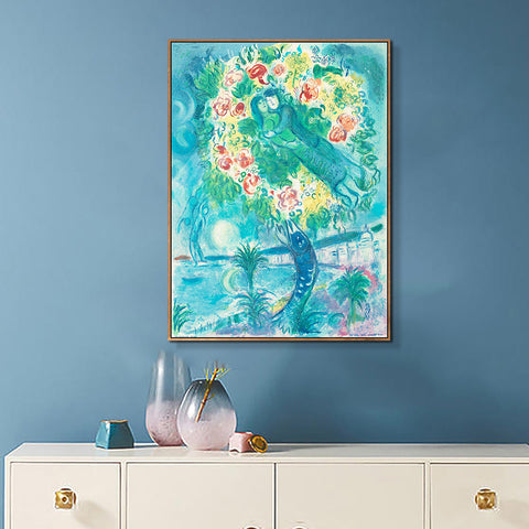 INVIN ART Framed Canvas Giclee Print Art Flower 2 by Marc Chagall Wall Art Living Room Home Office Decorations