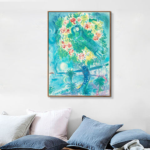 INVIN ART Framed Canvas Giclee Print Art Flower 2 by Marc Chagall Wall Art Living Room Home Office Decorations
