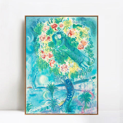 INVIN ART Framed Canvas Giclee Print Art Flower 2 by Marc Chagall Wall Art Living Room Home Office Decorations